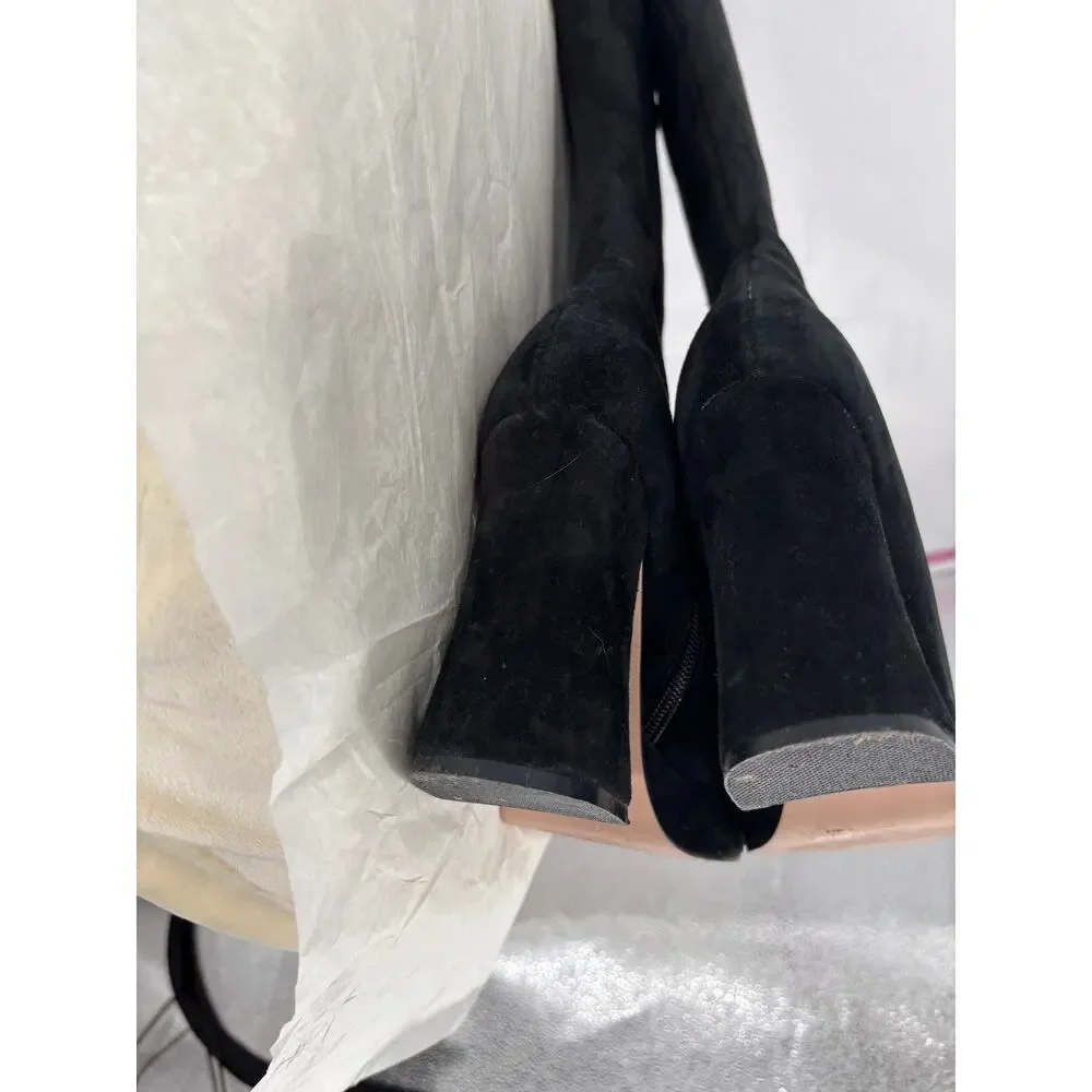 Colin‎ Stuart Knee High Platform Boots Womens 7 Black Suede Retro 70s